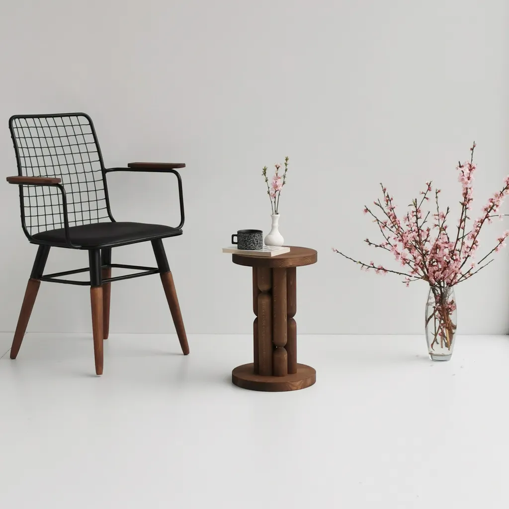Table d'appoint stable en bois de hêtre, solution pour petits espaces
