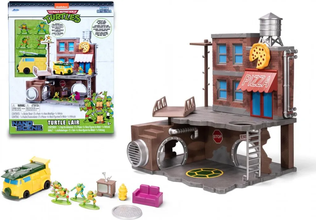 Diorama Tortues Ninja Nano MetalFigs Scene avec Figurines en Métal Jada