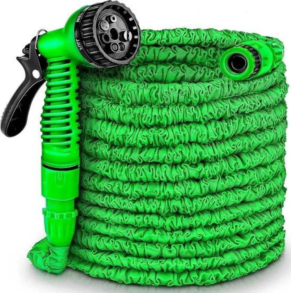 Tuyau d'arrosage rétractable 30m léger et souple coloris vert