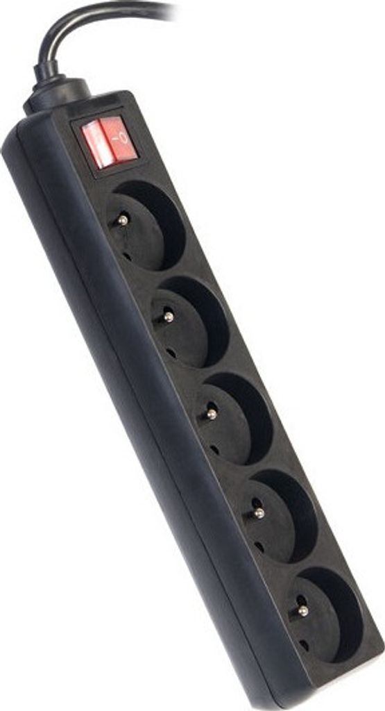 PREMIUMCORD Verlängerungskabel 230V 3m 5 Steckdosen + Schalter, schwarz (ppa5k-03bk)