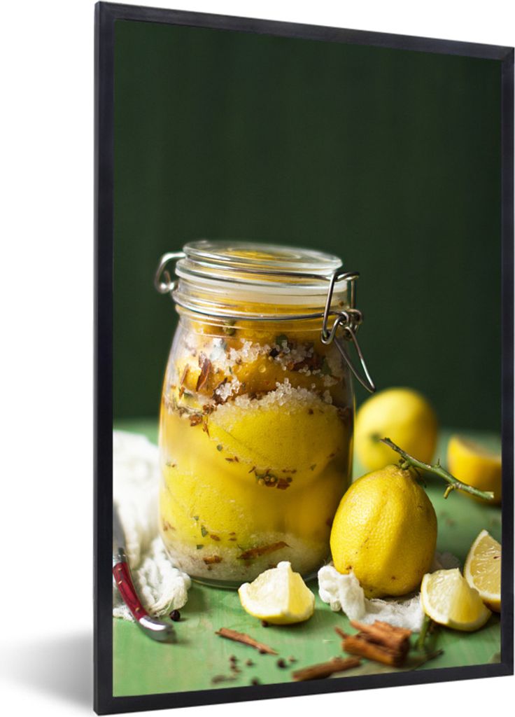 MuchoWow MuchoWow Gerahmtes Poster Marokkanische Zitronen im Glas 20x30 cm - Poster mit zchwarzem Bilderrahmen - Drucken - Bilder Poster im Rahmen