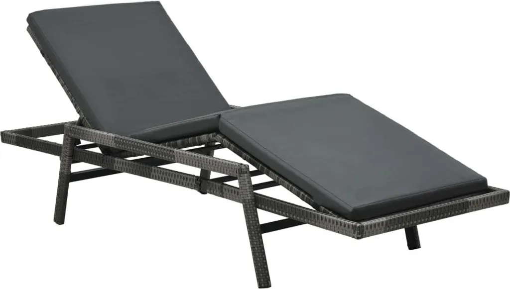 Transat de jardin en résine tressée grise avec support de relaxation