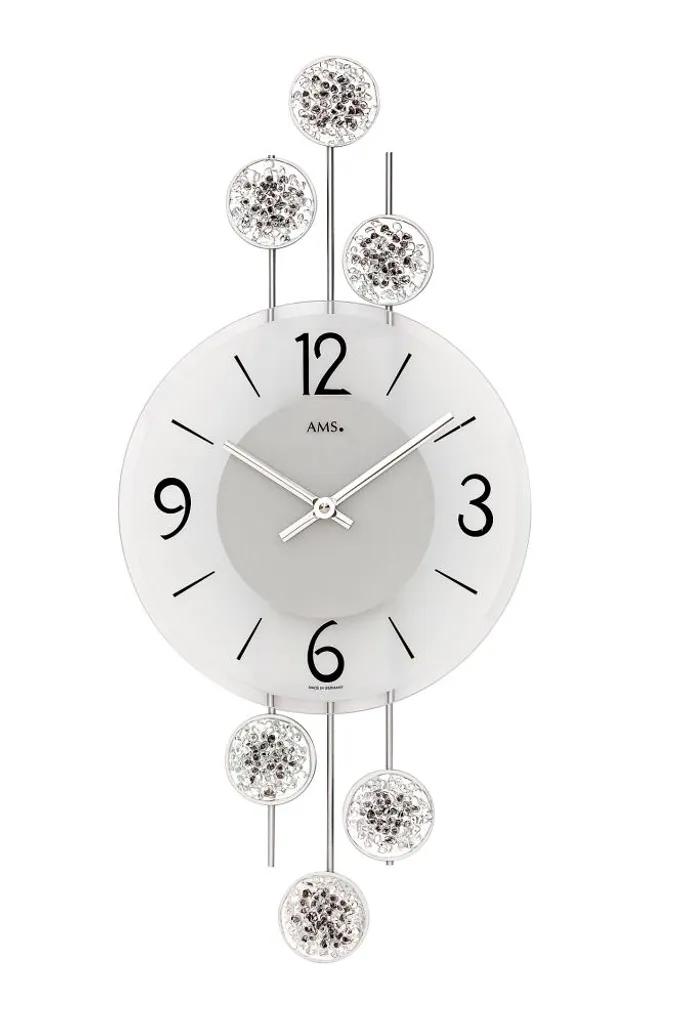 Horloge AMS 9440 bois et verre minéral 23x52 cm mouvement quartz fiable