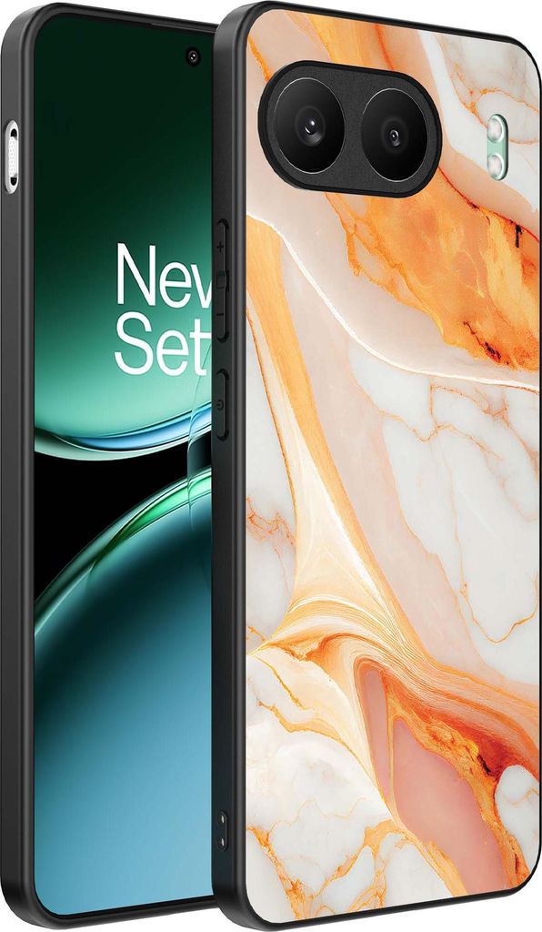 Smartphonica Telefon Fall geeignet für OnePlus Nord 4 mit Marmor Druck - TPU zurück Abdeckung Fall Marmor Design - Orange