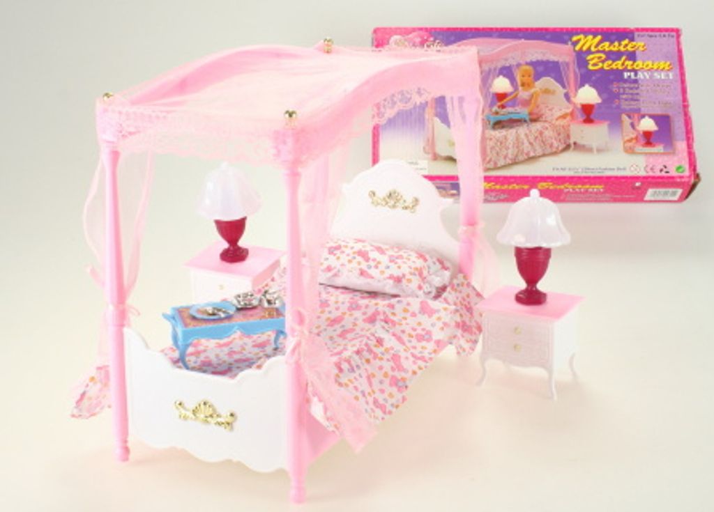Puppen Himmelbett ca. 15,5x33x27 cm mit leuchtender Lampe, Produktbild 