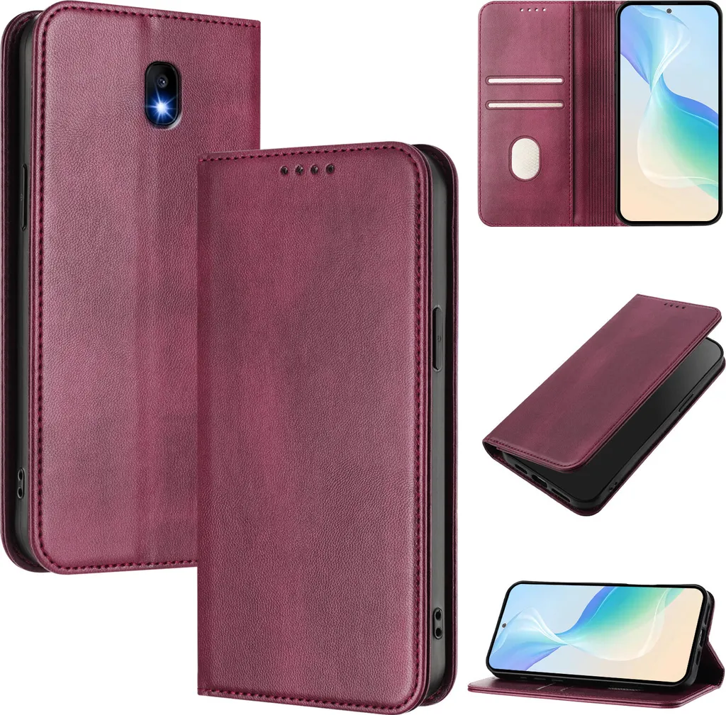 Custodia Samsung J7 2017 Rosso Vintage - Portafoglio e Stand RFID