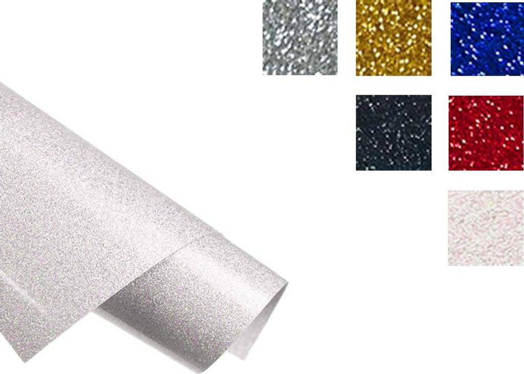 Glitzer Flexfolie Rolle 30,5 cm x 1,52 m – Glitter HTV Vinyl zum Aufbügeln für Kleidung, Taschen & Stoff – Weiß