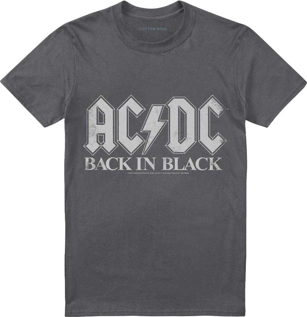 ACDC - "Back In Black" T-Shirt für Herren/Damen Uni TV28046 (L) (Holzkohle)