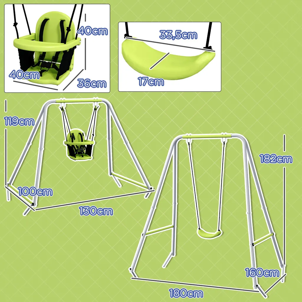 Balançoire de jardin pour bébé avec harnais de sécurité complet
