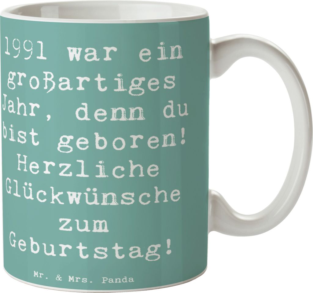 Mr. & Mrs. Panda Teebecher Spruch 1991 Geburtstag - Produktbild 