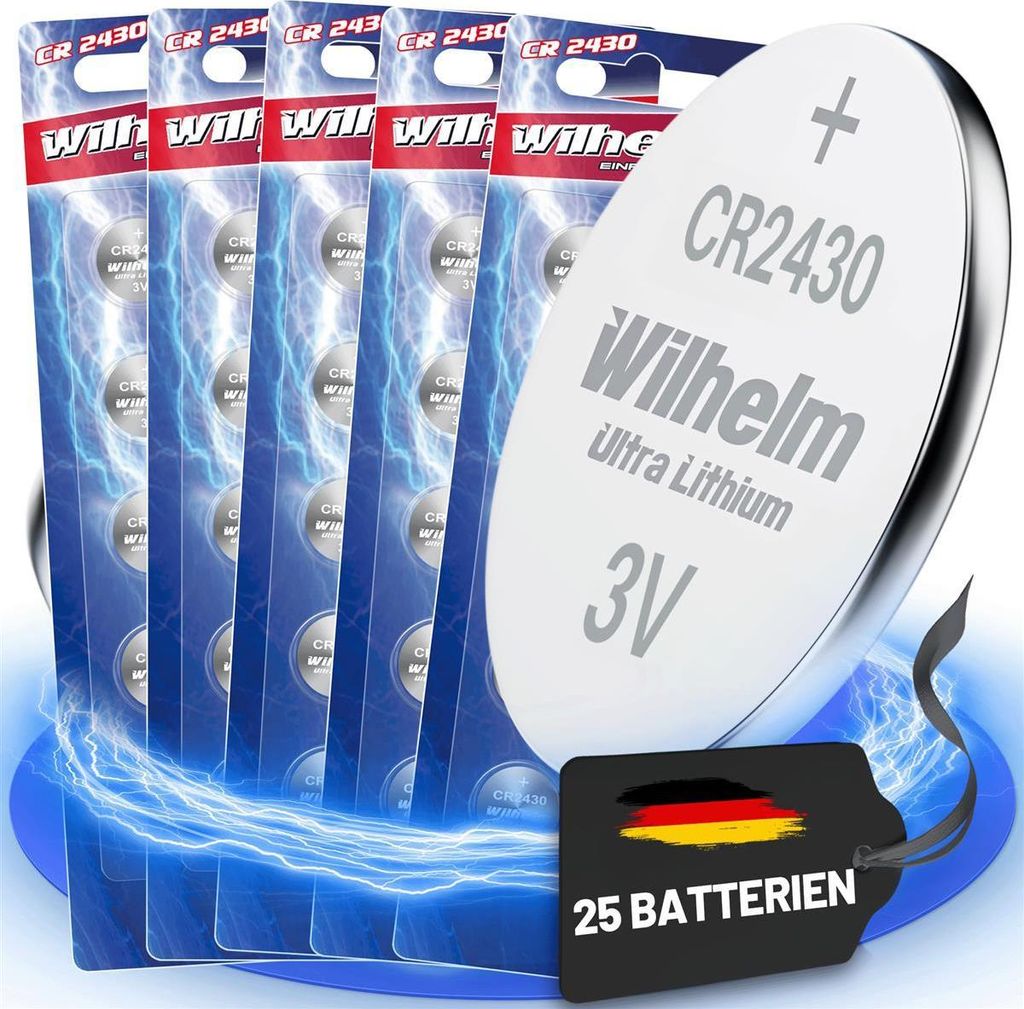 25 x Wilhelm CR2430 Blister Lithium Knopfzellen