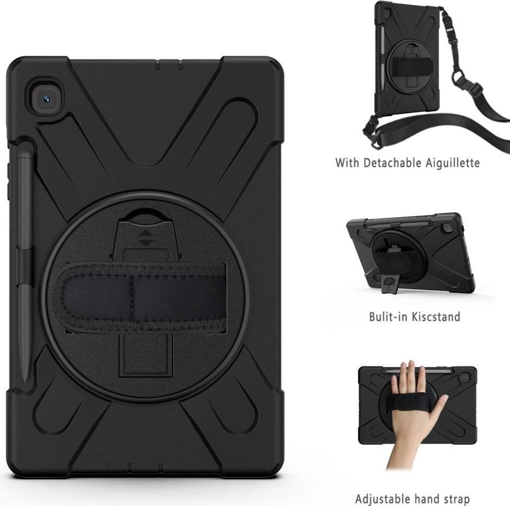 Samsung Galaxy Tab S6 Lite Hülle - Heavy Duty Case mit Schultergürtel - Schwarz