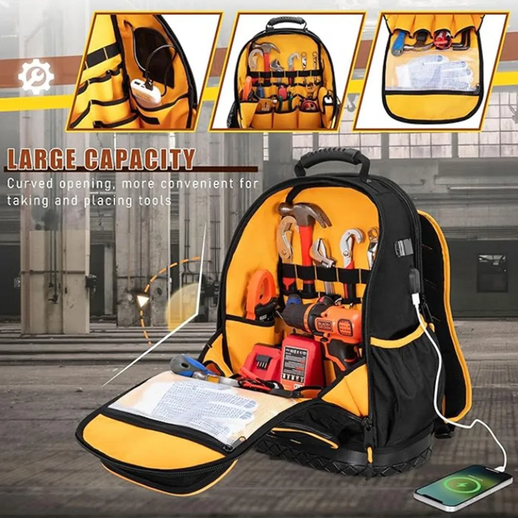 Sac à outils compartimenté en tissu Oxford avec base renforcée stable - 17
