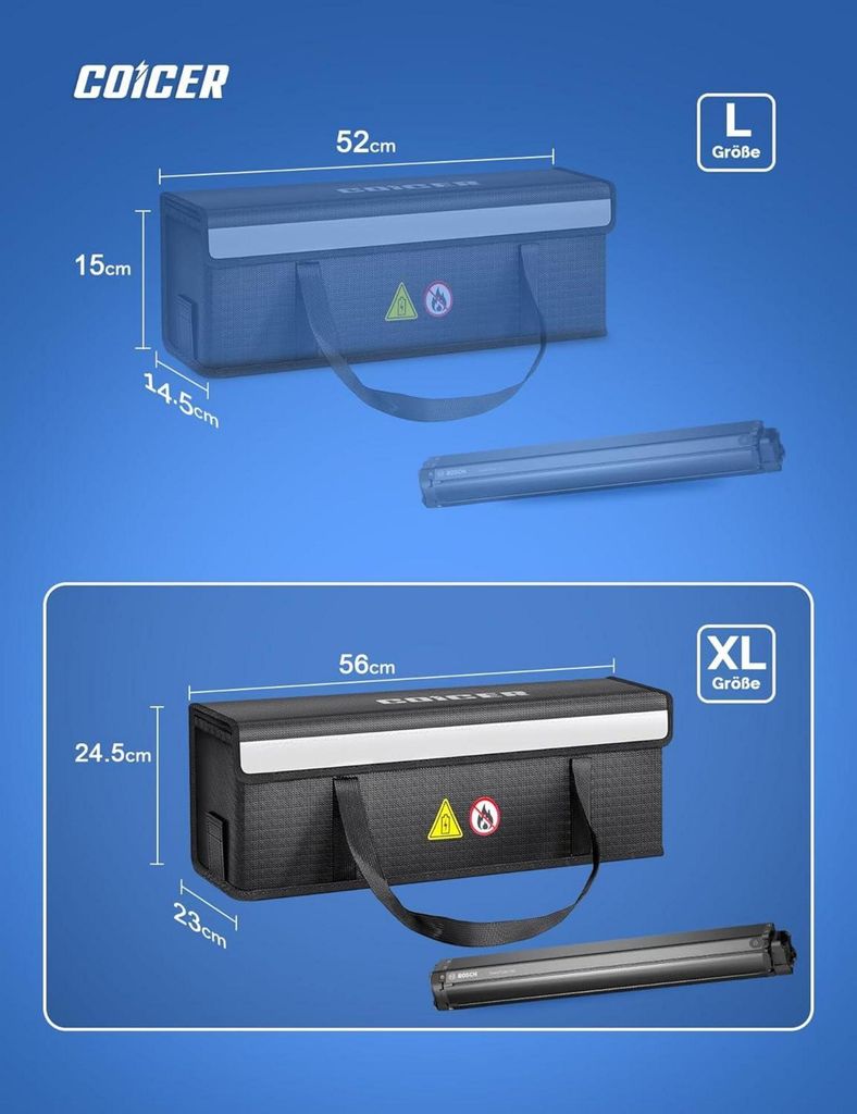 Akku Tasche Für E Bike Feuerfest Coicer E-bike Akku Tasche Schutz feuerfest XL | Kaufland.de
