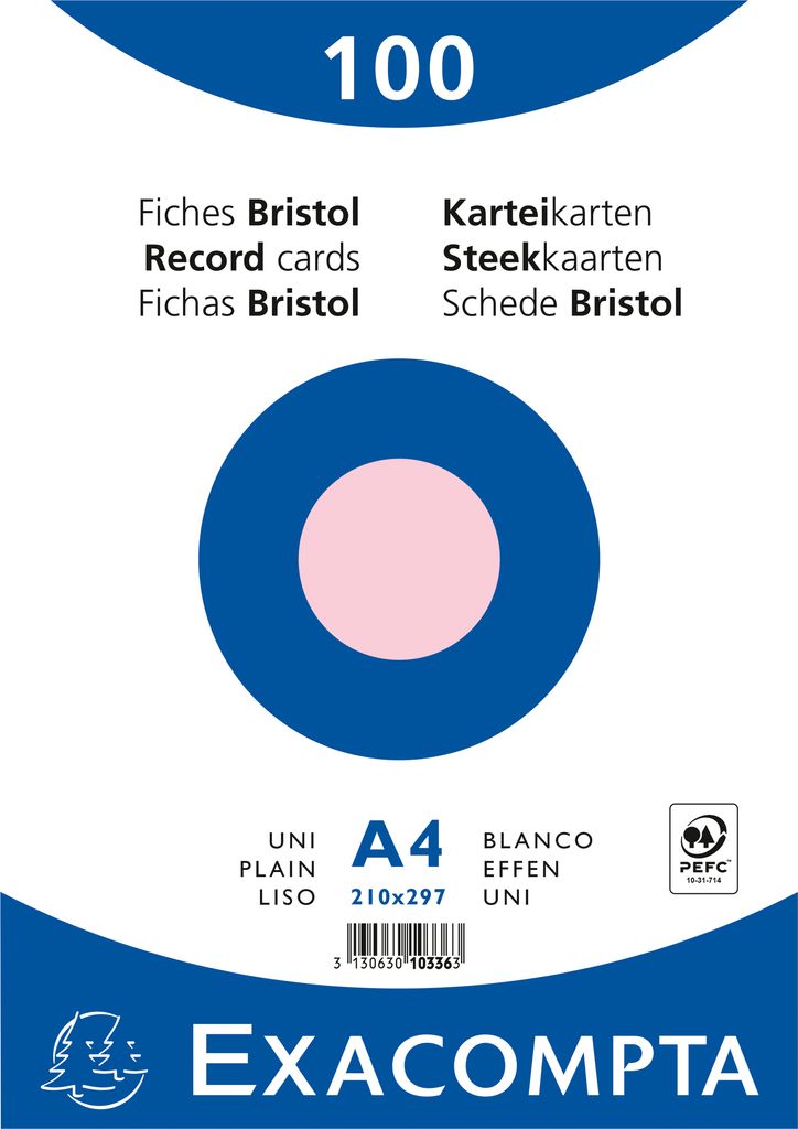 EXACOMPTA Karteikarte DIN A4 blanko rosa 100 St./Pack.