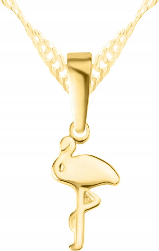 Catena d'oro con cigno-flamingo-uccello-flamingo-cigno-argento 925