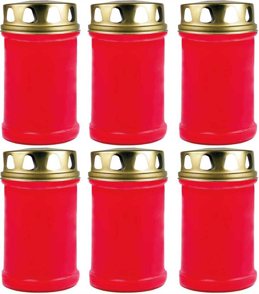 Grabkerze Kompositionsöllicht 48h Rot (6er-Pack) – Produktbild 