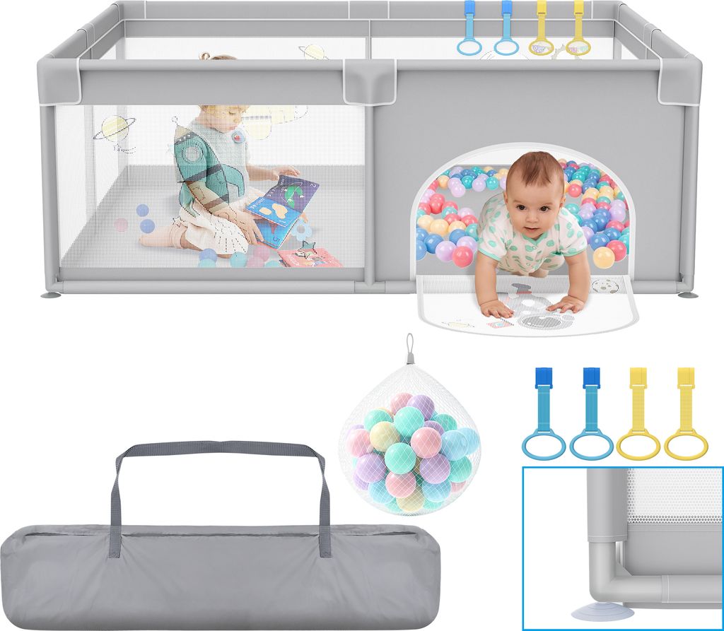 LZQ Laufstall Baby 180x150cm, Laufgitter Baby Absperrgitter Produktbild 