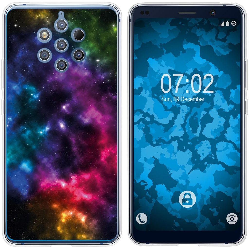 PhoneNatic Case kompatibel mit Nokia 9 PureView Silikon-Hülle Space Nebula M8