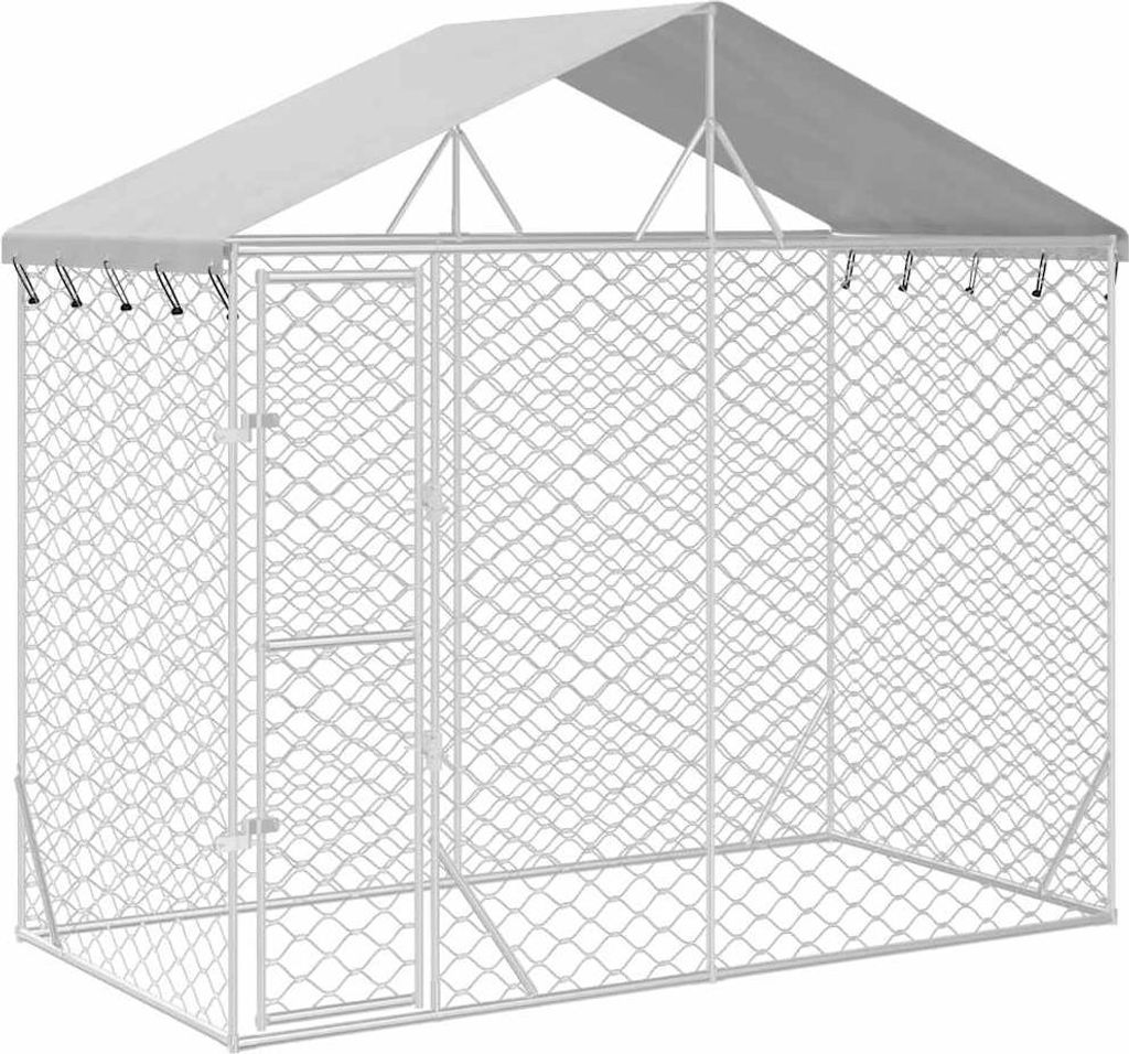 vidaXL Outdoor-Hundezwinger mit Dach Silber 3x1,5x2,5m Produktbild 