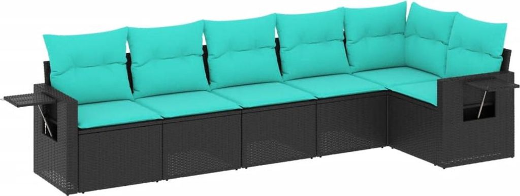 "2026 MODERNE" 6-teiliges Gartensofa-set - elegantes Design - Sitzgruppe mit Sofa, Tisch - mit Kissen, schwarzes Polyrattan - Terassenmöbel NeuMö...