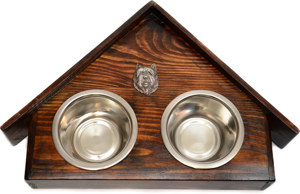 Ciotole Rialzate Cairn Terrier Art-Dog | Regalo Adozione Cane Legno - 1