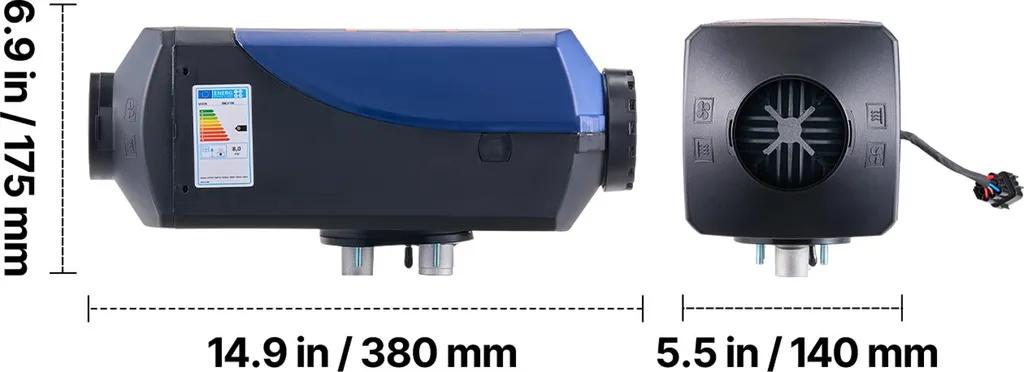 VEVOR riscaldatore diesel riscaldatore d'aria 8 kW DC 12 V/24 V riscaldatore di parcheggio portatile con telecomando e schermo LCD, basso livello di rumore, 10 L serbatoio di carburante per camion camper - 10