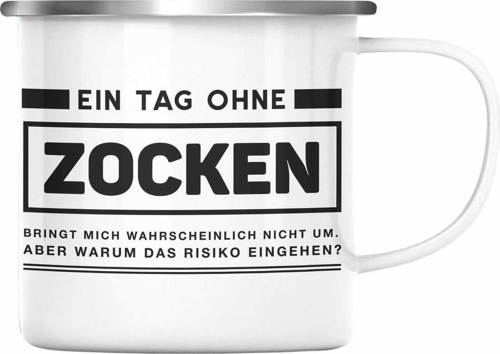 Trendation - Gamer Spruch Emaille Tasse Controller Geschenk Produktbild 