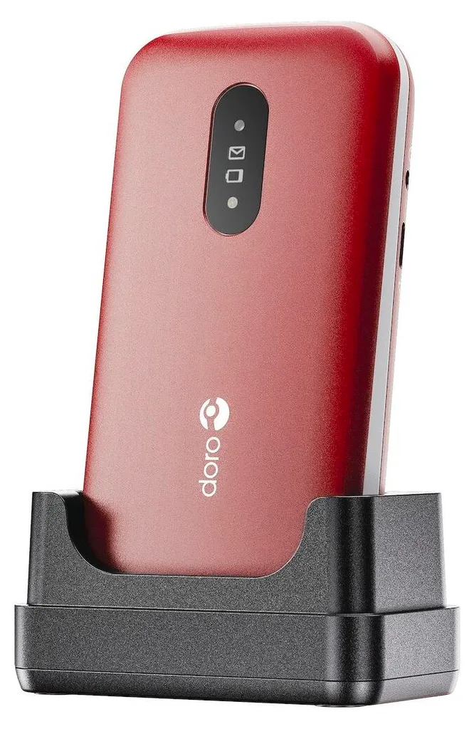 Téléphone à Clapet Doro 2820 Rouge pour Seniors avec Écran de 240 Pixels