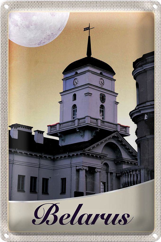 Blechschild Reise 18x12cm Belarus Architektur Gebäude Urlaub