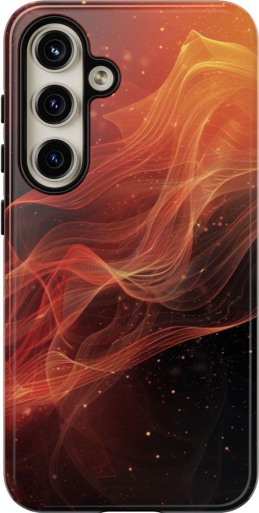 Abstrakte fließende Wellen in Orange und Rot – Hülle Kompatibel mit Samsung Galaxy S24