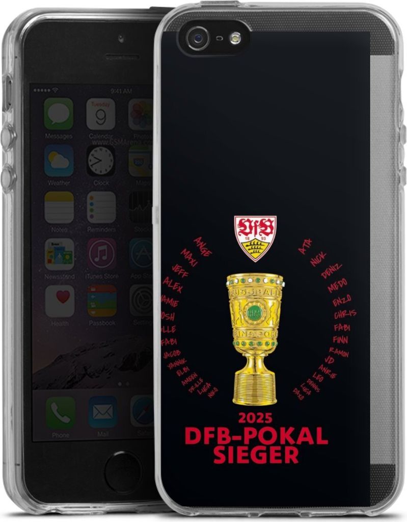 DeinDesign Handyhülle für Apple iPhone 5 Silikon Hülle Case Smartphone Schutzhülle Offizielles Lizenzprodukt Pokal VfB Stuttgart