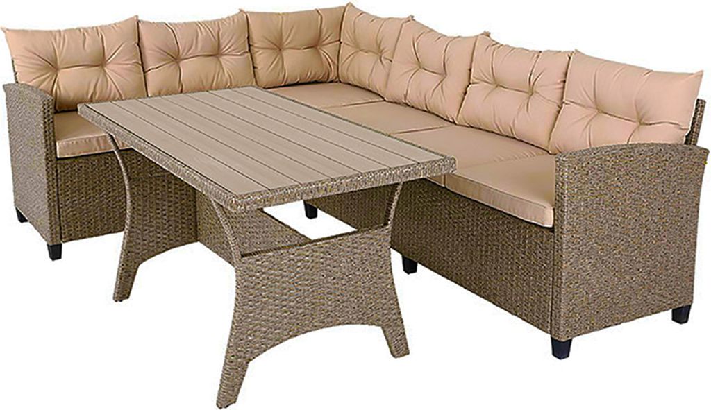 CASARIA® Polyrattan Ecklounge Set WPC Esstisch Ecksofa 2 Produktbild 9