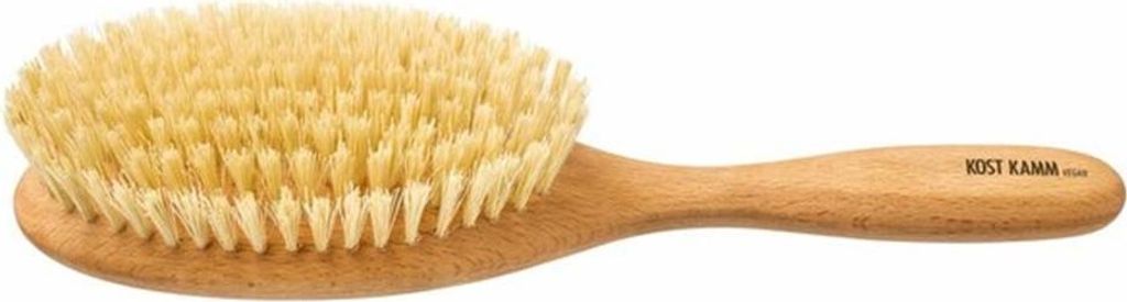 Haarbürste aus Buchenholz mit Sisalborsten, 22 cm, vegan, 10-reihig, gewölbte Bürstenfläche