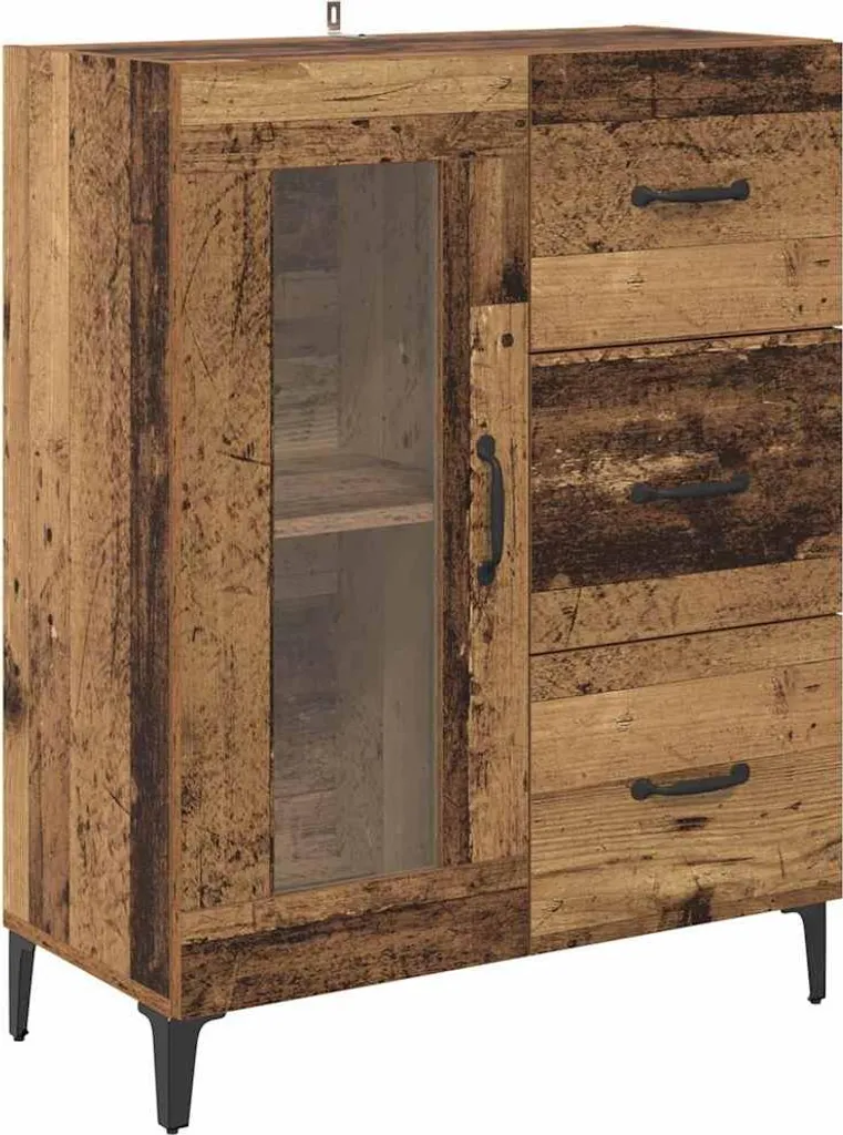 Mobiletto Vintage Legno di Recupero 69cm | Credenza Ferro per Ingresso