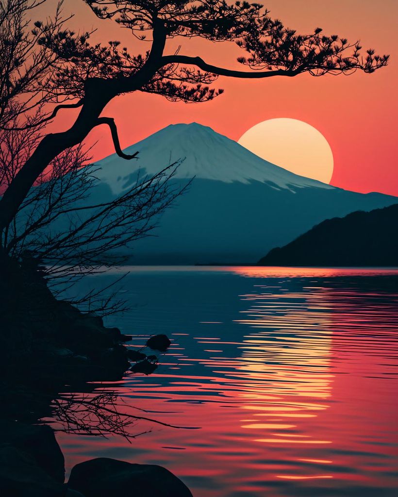 Plakat 40x50cm Berg am Abend