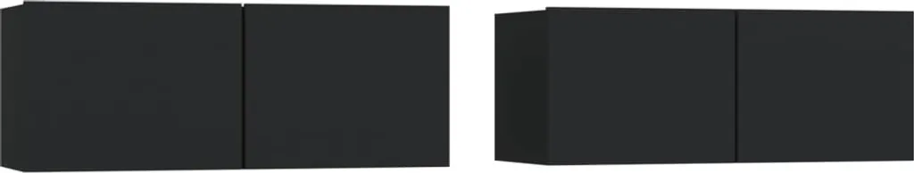 Mobili Porta TV Neri 80x30x30 cm: Set 2 Pezzi in Legno Multistrato