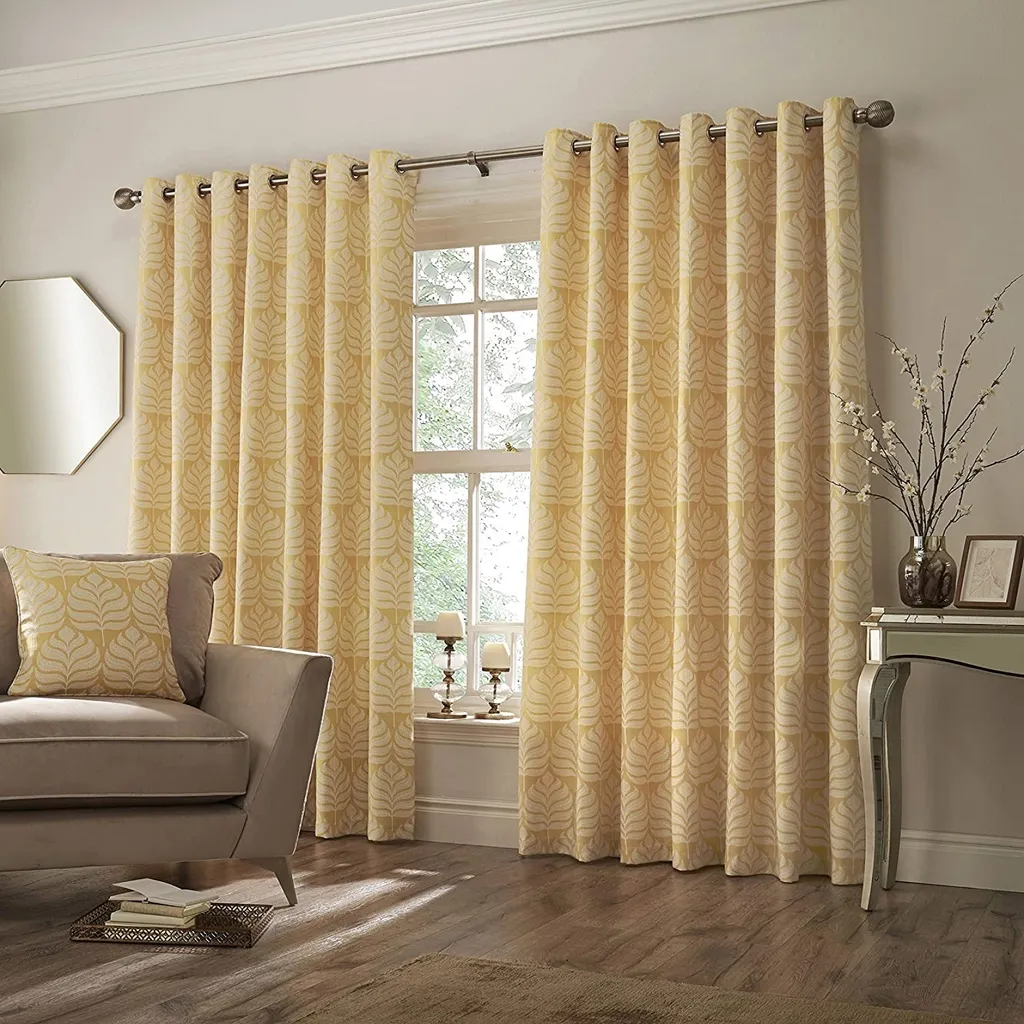 Rideau occultant tamisant à fleurs ocre Paoletti Horto 168 x 137 cm
