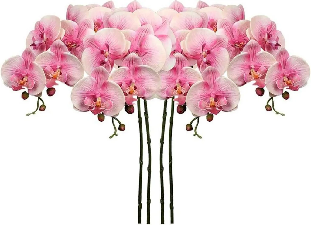 Orchidée artificielle blanche sans entretien Real-Touch - Lot de 4 Deko