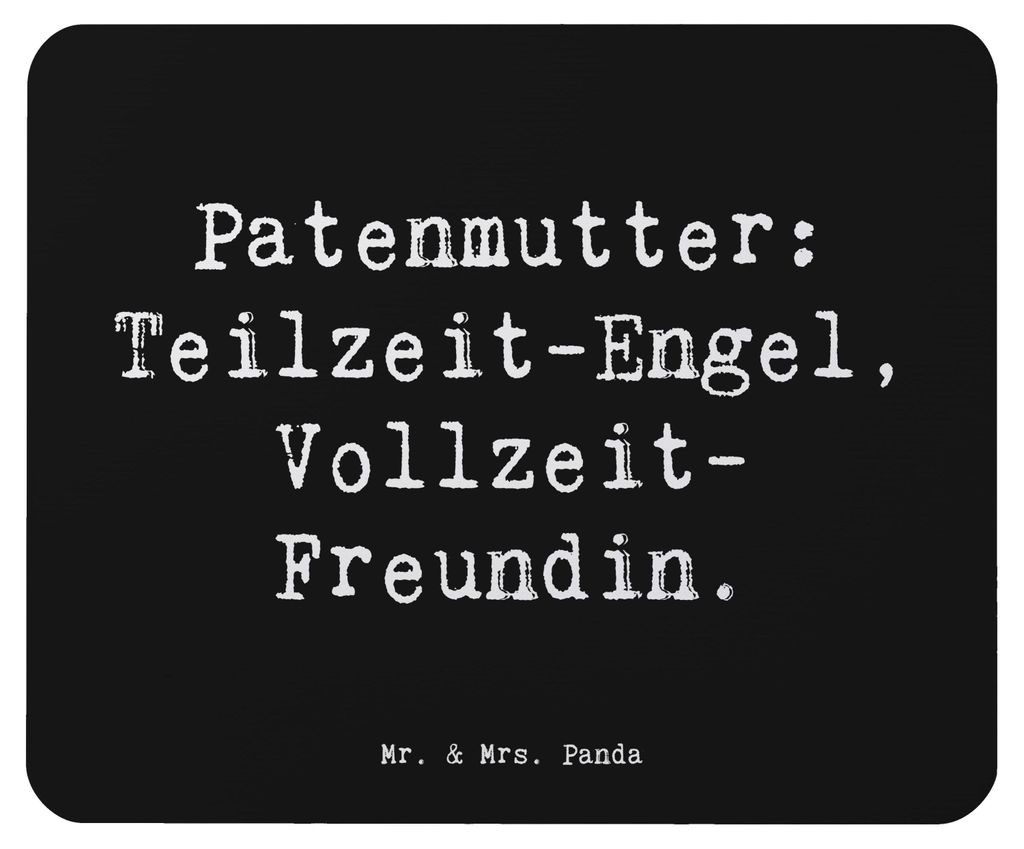 Mr. & Mrs. Panda Mauspad Spruch Patenmutter Engel - Schwarz - Geschenk, Lächeln, Mouse Pad, Freundschaft, spirituelle Unterstützung, Freude, pc, ...