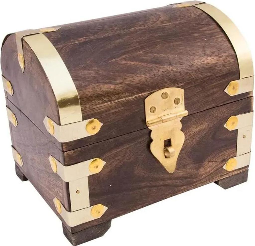 Schatulle aus geflammtem Mangoholz, goldfarben, 14x11x13 Produktbild 