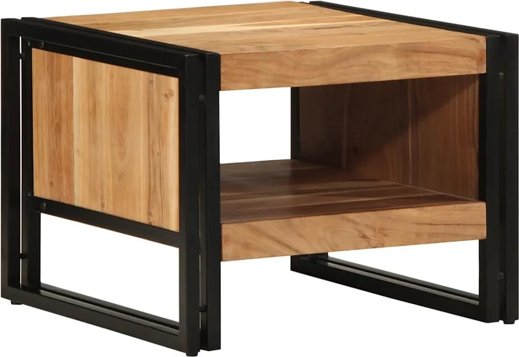SYFAX Tavolino Salotto Legno Massello Acacia 50x50x38 cm Mobili Rustici