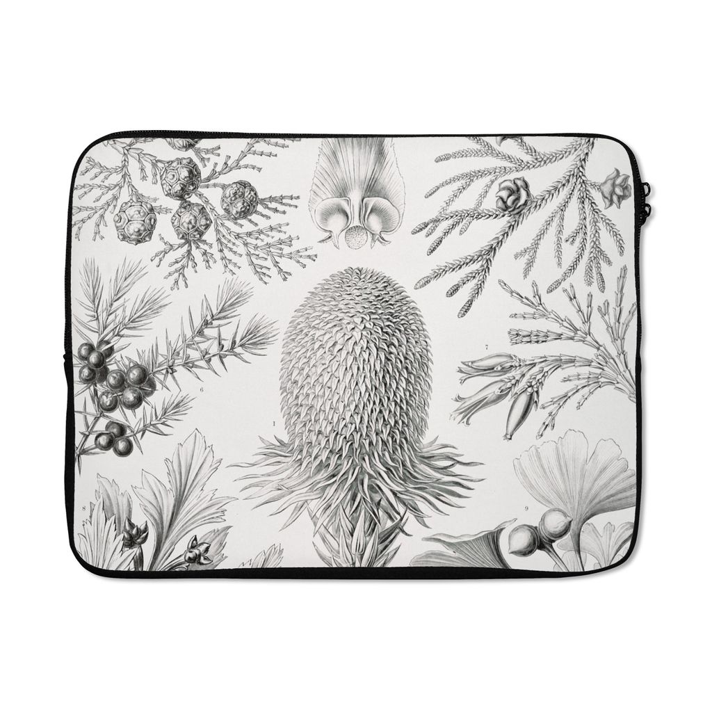 MuchoWow Laptop Hülle 17 Zoll Laptoptasche Koniferen - Ernst Haeckel - Kunst - Retro - Illustration - Natur - Zipper - Schutzabdeckung