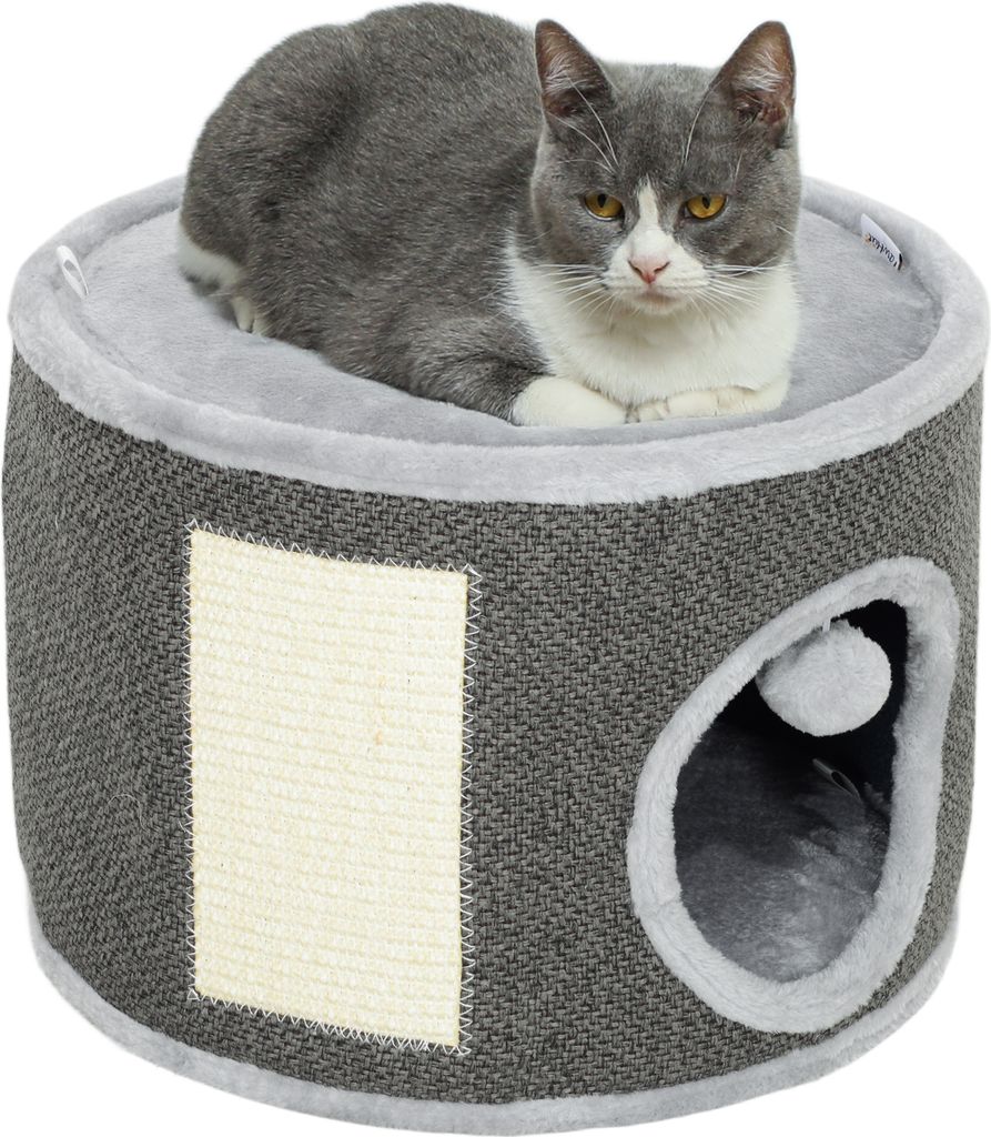 PawHut Kratztonne, 30 cm Hoch Katzentonne mit Höhle, Produktbild 