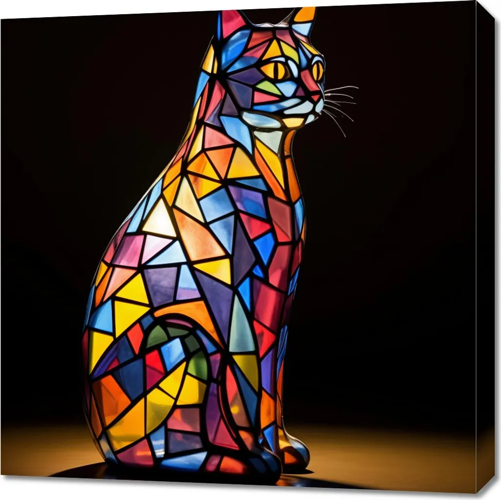 Décoration vitrée Chats 70x70 cm - Idéal pour chambre et salon cosy