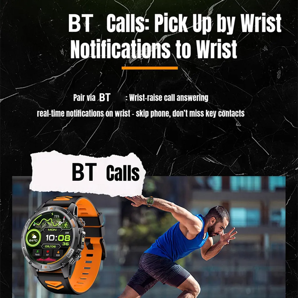Montre de sport connectée GPS haute résolution 360x360 noir et orange - 4