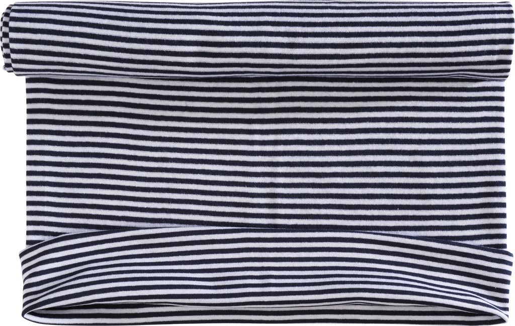 VBS Marktplatz Bündchenstoff Rippe Streifen 3 mm 35 cm breit 10 m Ballen 240 g/qm Navy-Weiß