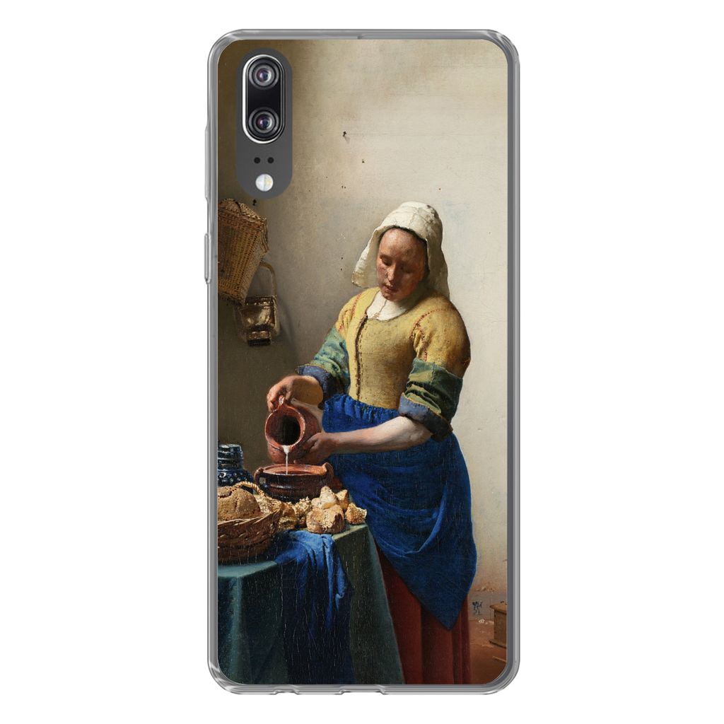 MuchoWow Handyhülle Schutzhülle Hülle für Huawei P20 Das Milchmädchen - Vermeer - Alte Meister Silikon Softcase Handy Hülle - Hardcover
