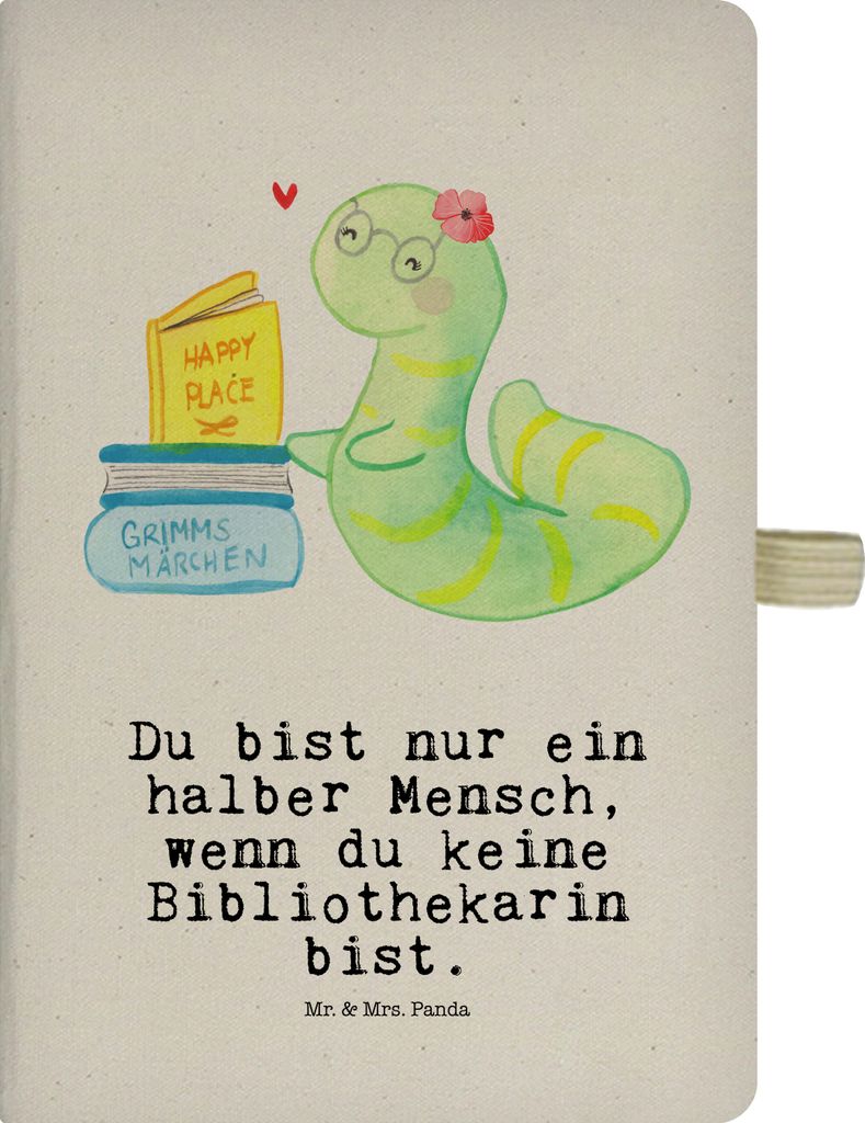 Mr. & Mrs. Panda notizbuch Bibliothekarin Herz - Transparent - Geschenk, Skizzenheft, Bibliothek, Adressbuch, Journal, Spruch, Jubiläum, Skizzenbu...