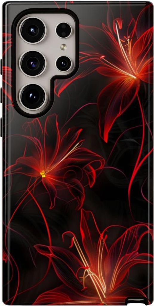 Leuchtende Rote Spinnenlilien – Hülle Kompatibel mit Samsung Galaxy S24 Ultra